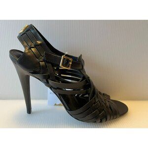 Tory Burch Black Woven Strappy Heels W/ Open Toes, Size 9.5 (US)